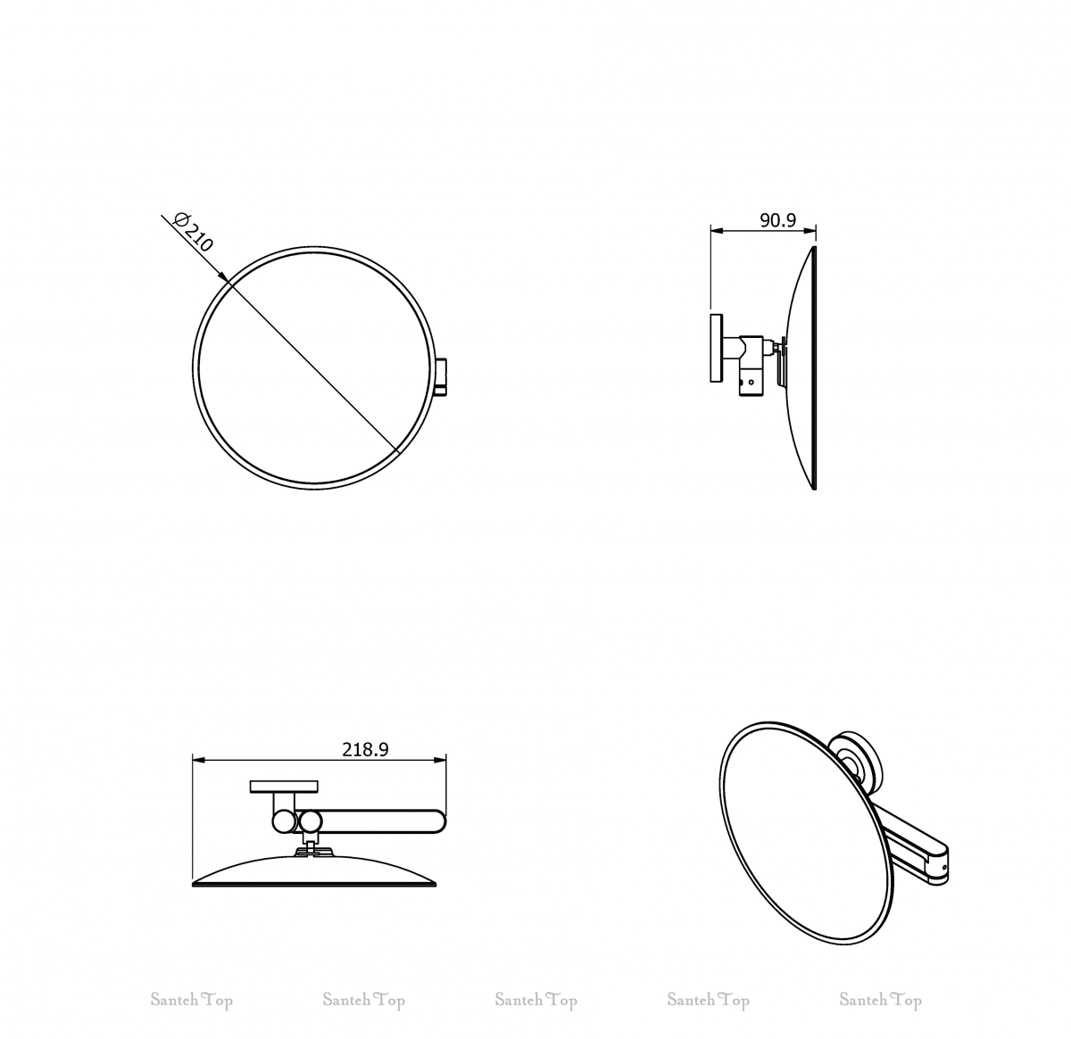 Зеркало косметическое LANGBERGER Accessories 75885-5 хром в Santehtop  (Воронеж)